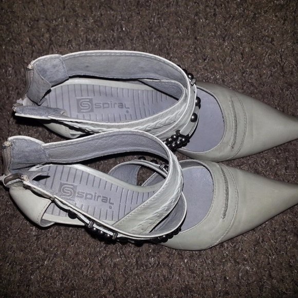 SPIRAL-Beige Leather Open Cowboy Booties-Back Zip-Gorgeous Details-SZ 39-NWOB - Picture 6 of 7